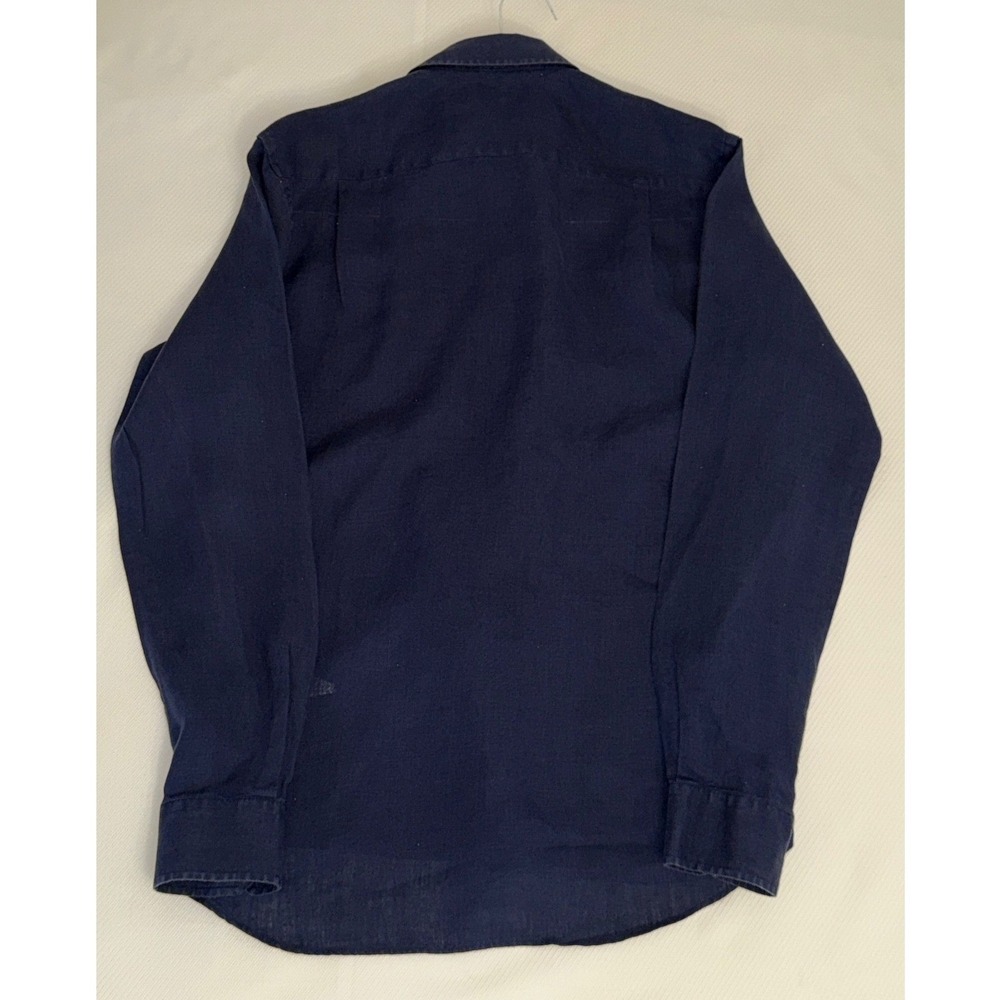 Vilebrequin Mens Navy Blue 100% Linen Long Sleeve Button Down Shirt Small Turtle - Picture 3 of 9